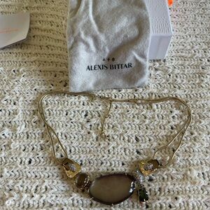 Alexis Bittar Gold and Silver Necklace with Stone Accents